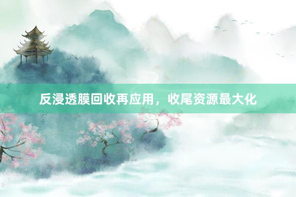 反浸透膜回收再应用，收尾资源最大化